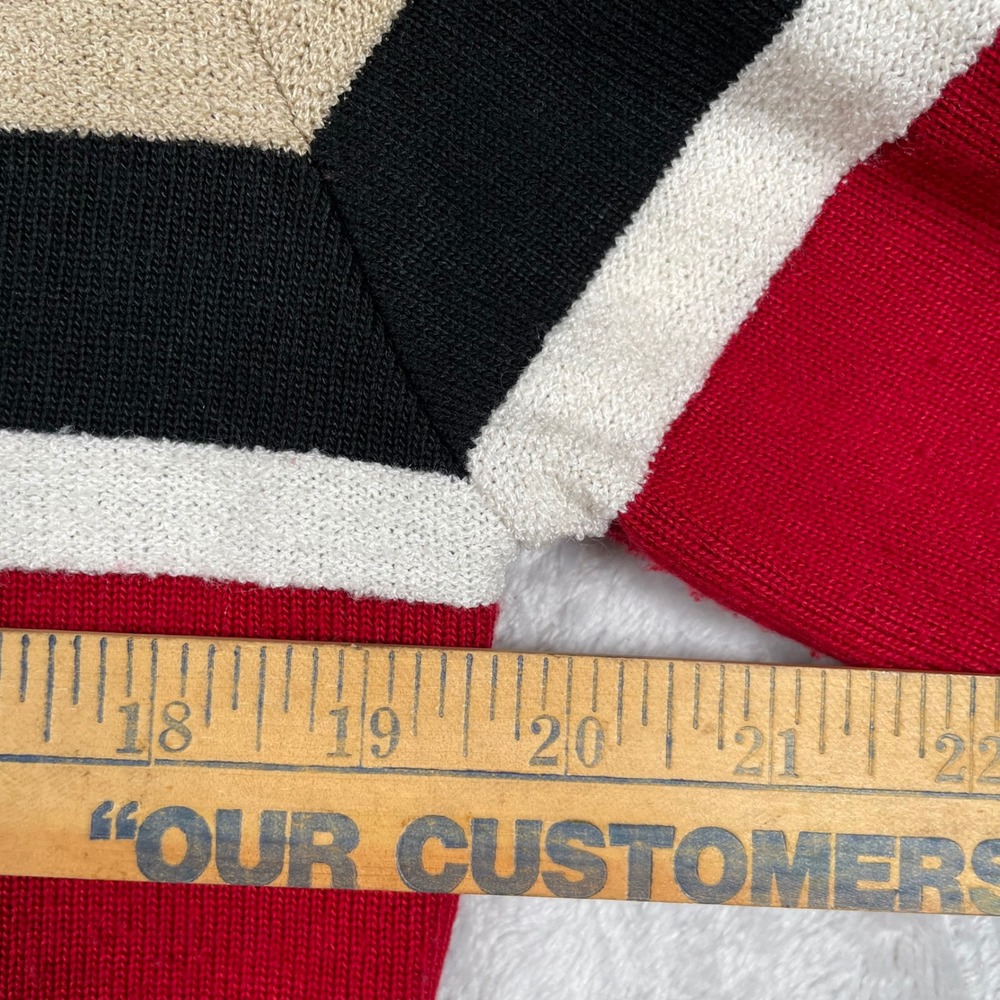 Alfred Dunner Striped Cardigan Sweater‎ Black Red Beige White Womens S - Picture 5 of 6